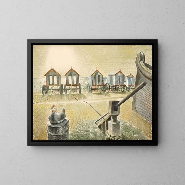 Badmachines in Aldeburgh - Eric Ravilious — ingelijst kunstwerk aan de muur