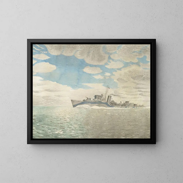 HMS Tetcott - Eric Ravilious — ingelijst kunstwerk aan de muur