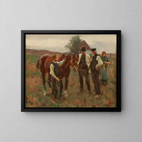 Een paardenmarkt - Erik Henningsen — ingelijst kunstwerk aan de muur