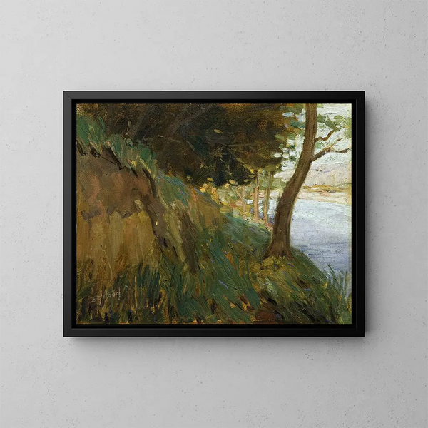 van het overzicht van de westelijke Hutt-rivier - Ernest George Hood — ingelijst kunstwerk aan de muur