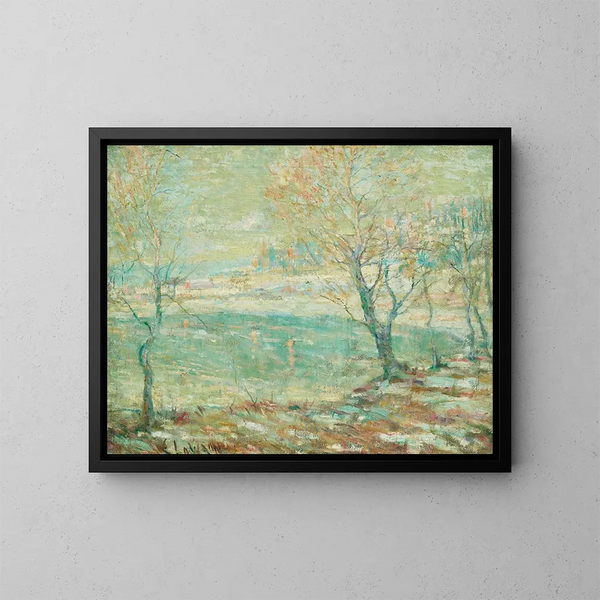 Inwood op de Hudson onder de sneeuw - Ernest Lawson — ingelijst kunstwerk aan de muur