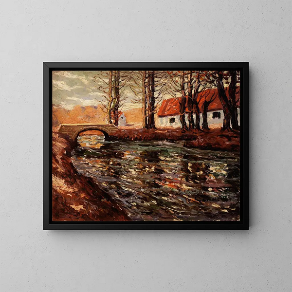 Landschap met rivier - Ernest Lawson — ingelijst kunstwerk aan de muur
