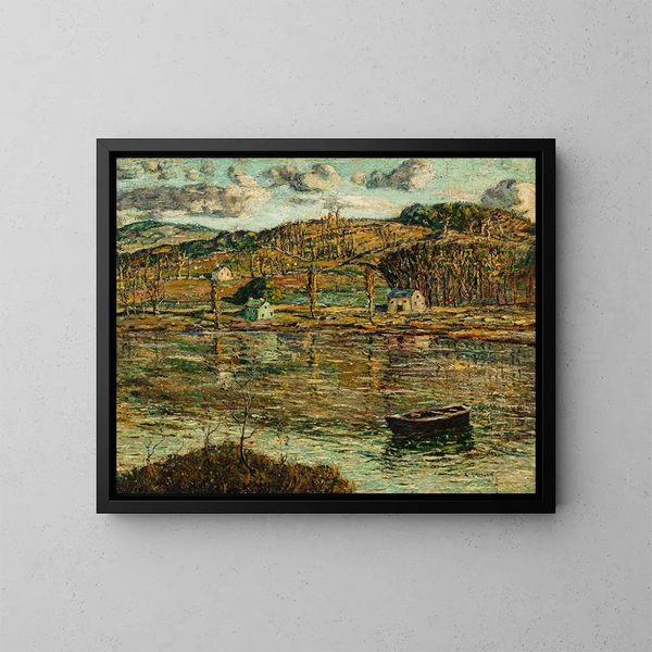 van het zonlicht op de Harlem-rivier - Ernest Lawson — ingelijst kunstwerk aan de muur