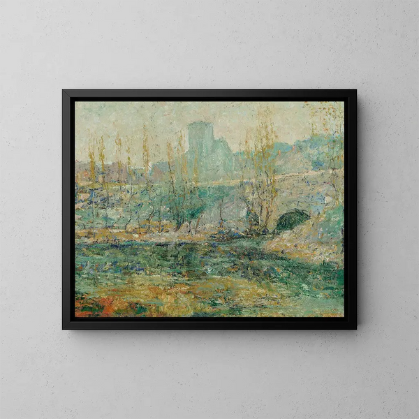 Het bassin en de brug Gapstow, New York City - Ernest Lawson — ingelijst kunstwerk aan de muur
