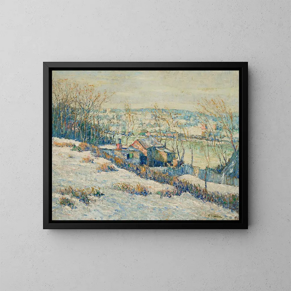 Winter aan de rivier de Harlem boven - Ernest Lawson — ingelijst kunstwerk aan de muur