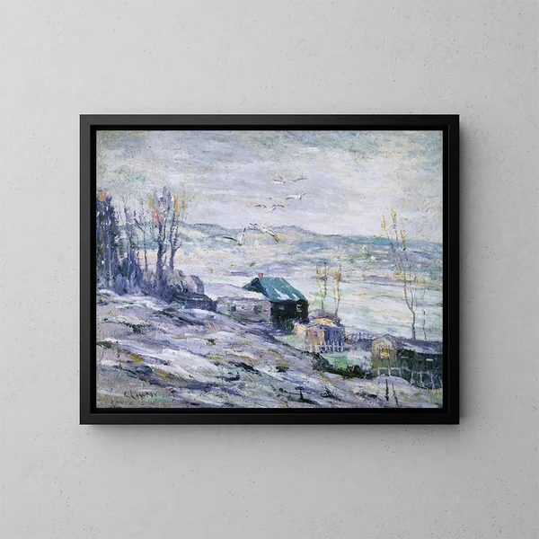 Winderige dag aan de Bronx-rivier - Ernest Lawson — ingelijst kunstwerk aan de muur