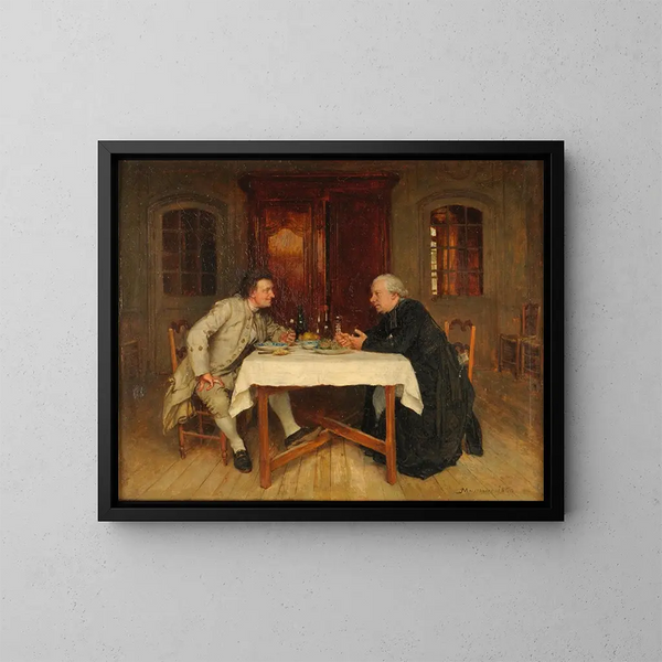 De wijn van de pastoor - Ernest Meissonier — ingelijst kunstwerk aan de muur