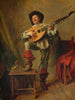 Soldaat die luit speelt op de theorbe - Ernest Meissonier — weergave van het kunstwerk