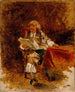 Studie van een zittende ruiter die leest - Ernest Meissonier — weergave van het kunstwerk