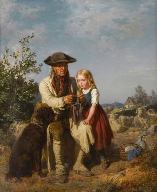 De oude herder en het klein meisje - Ernst Bosch — weergave van het kunstwerk