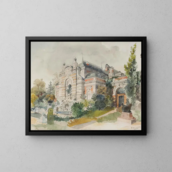 Villa in een park - Ernst Graner — ingelijst kunstwerk aan de muur