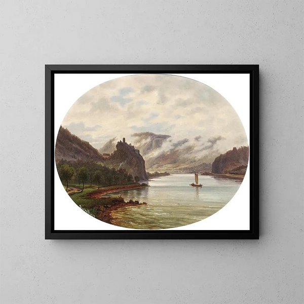 Vue van het kasteel van Stekov aan de Elbe - Ernst Gustav Doerell — ingelijst kunstwerk aan de muur