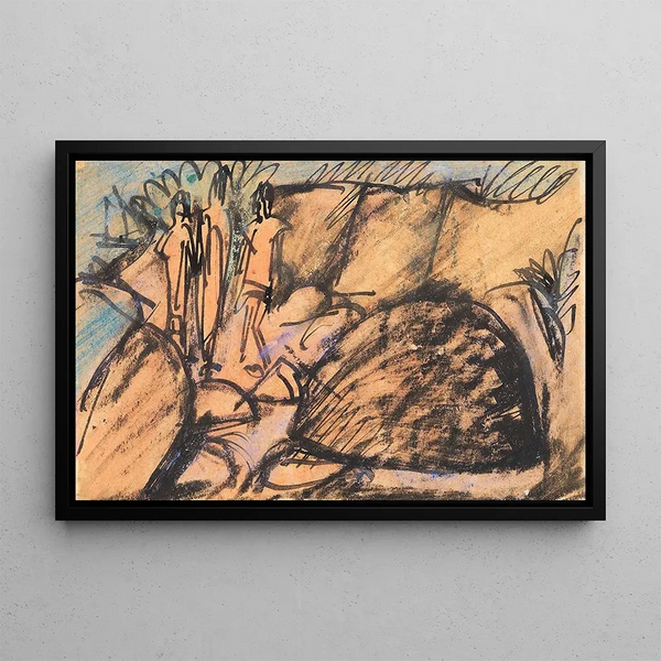 Ernst Ludwig Kirchner - Drei Figuren auf Fehmarn Postkarte.webp