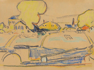 Landschap bij Dresden - Ernst Ludwig Kirchner — weergave van het kunstwerk