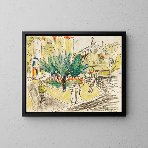 Het bosje bij Albertplatz in Dresden - Ernst Ludwig Kirchner — ingelijst kunstwerk aan de muur