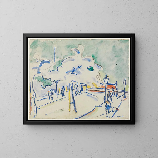 Rivage met bloemen in Dresden - Ernst Ludwig Kirchner — ingelijst kunstwerk aan de muur