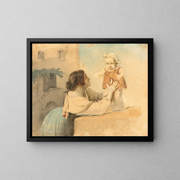 De eerste stappen - Ernst Meyer — ingelijst kunstwerk aan de muur