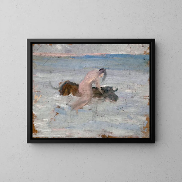 Europa op de zwemmende stier - Ernst Schiess — ingelijst kunstwerk aan de muur