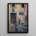 Geiten die grazen voor een smal zeearm en een keten van verre heuvels - Ernst Schiess — ingelijst kunstwerk aan de muur