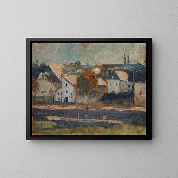 Kleine stad aan het kanaal - Ernst Schiess — ingelijst kunstwerk aan de muur