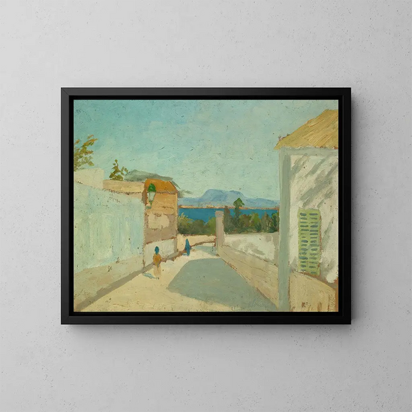 Landschapschilderij in zuidelijke stijl - Ernst Schiess — ingelijst kunstwerk aan de muur