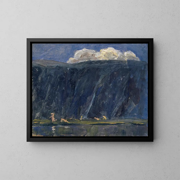 van het Bergmeer met naakte figuren - Ernst Schiess — ingelijst kunstwerk aan de muur