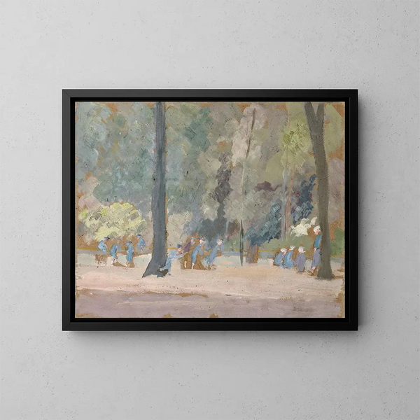 van een spelend schilderij in een openbaar park - Ernst Schiess — ingelijst kunstwerk aan de muur