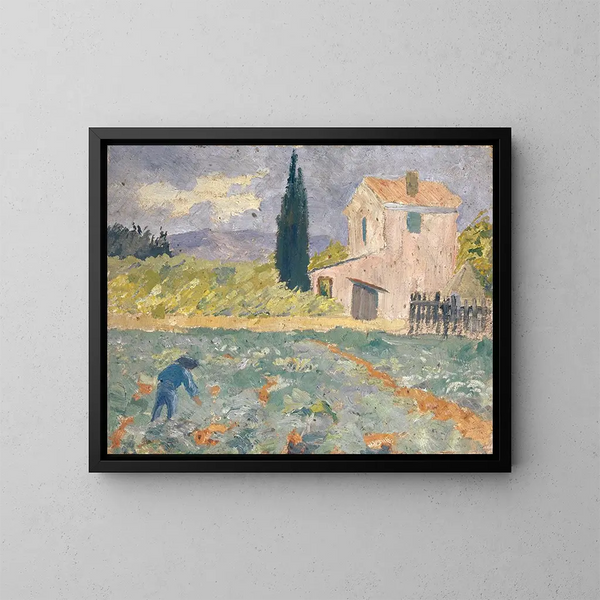 Ferme du Sud avec champ - Ernst Schiess — ingelijst kunstwerk aan de muur