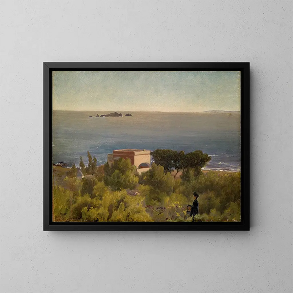 Huis aan de kust - Ernst Stückelberg — ingelijst kunstwerk aan de muur