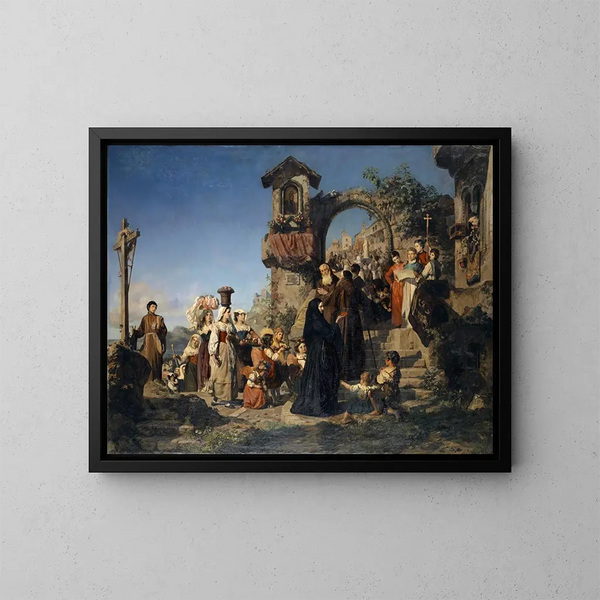 De feestdag van Sint Maria in de Sabijnse bergen - Ernst Stückelberg — ingelijst kunstwerk aan de muur