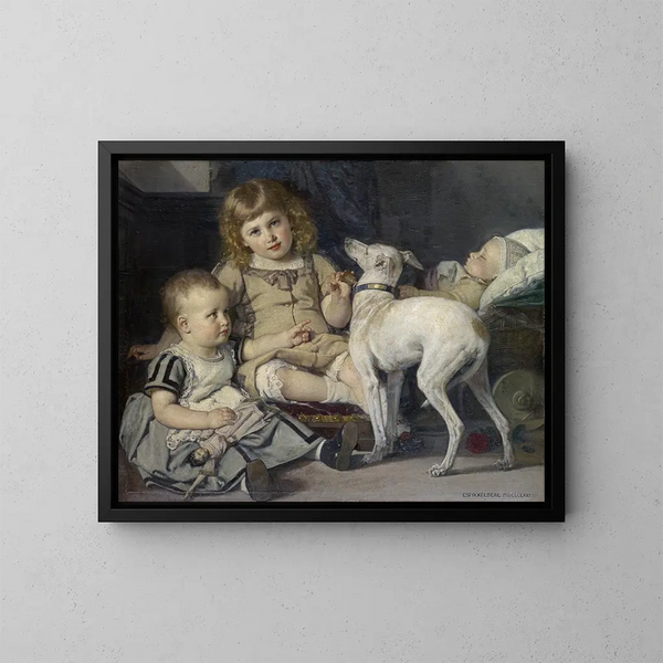 De kinderen van de kunstenaar - Ernst Stückelberg — ingelijst kunstwerk aan de muur