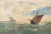 Stoomboot en zeilboten op open zee - Erwin Carl Wilhelm Günther — weergave van het kunstwerk