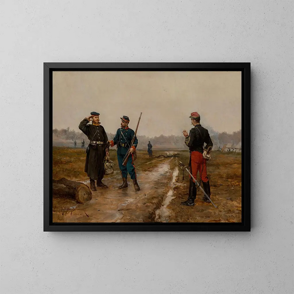 Van de lijnen door - Etienne-Prosper Berne-Bellecour — ingelijst kunstwerk aan de muur