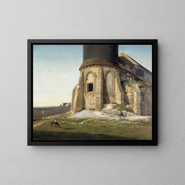 L'kerk van Montmartre met de Chappe-telegraptoren - Étienne Bouhot — ingelijst kunstwerk aan de muur