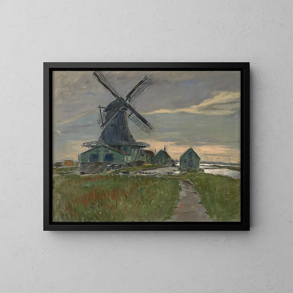 Hollandse landschapsschilderij met een molen - Etienne Moreau-Nélaton — ingelijst kunstwerk aan de muur