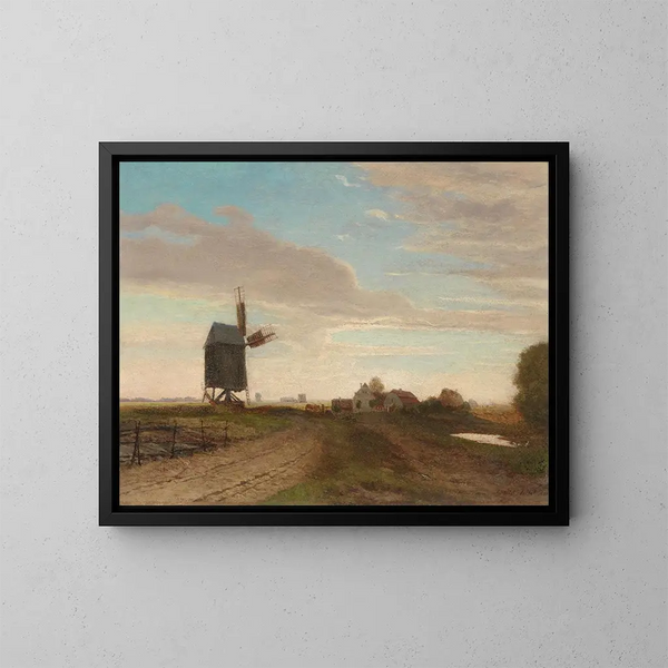 Landschap met windmolen - Eugen Jettel — ingelijst kunstwerk aan de muur