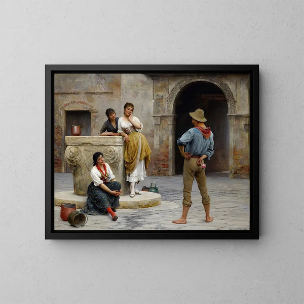 Flirtation - Eugen von Blaas — ingelijst kunstwerk aan de muur