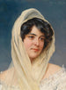 Portret van een jonge vrouw met sluier - Eugen von Blaas — weergave van het kunstwerk