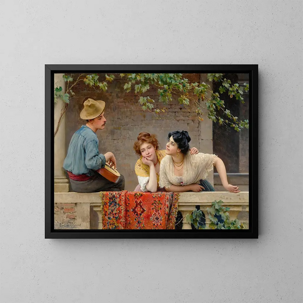 De mandolinist - Eugen von Blaas — ingelijst kunstwerk aan de muur