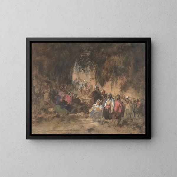 Arabisch schilderij in rust - Eugenio Lucas Velázquez — ingelijst kunstwerk aan de muur