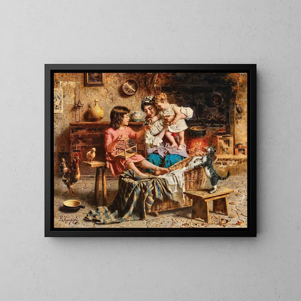 Een vriend met veren - Eugenio Zampighi — ingelijst kunstwerk aan de muur