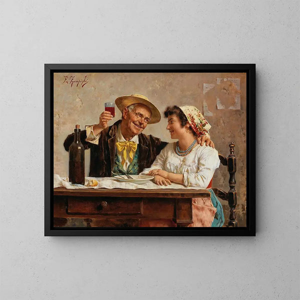 Een goede druppel - Eugenio Zampighi — ingelijst kunstwerk aan de muur