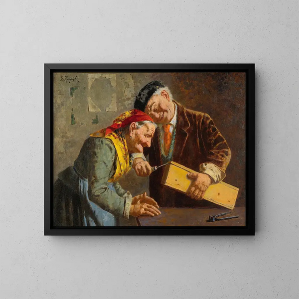 Peux-tu deviner - Eugenio Zampighi — ingelijst kunstwerk aan de muur