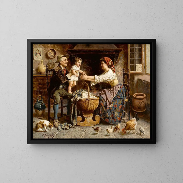 De gelukkige familie - Eugenio Zampighi — ingelijst kunstwerk aan de muur