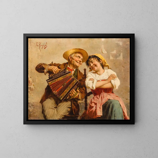 La sérénade - Eugenio Zampighi — ingelijst kunstwerk aan de muur