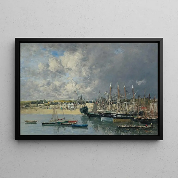 van Bateaux ancrés dans le port de Portrieux - Eugène Boudin — ingelijst kunstwerk aan de muur