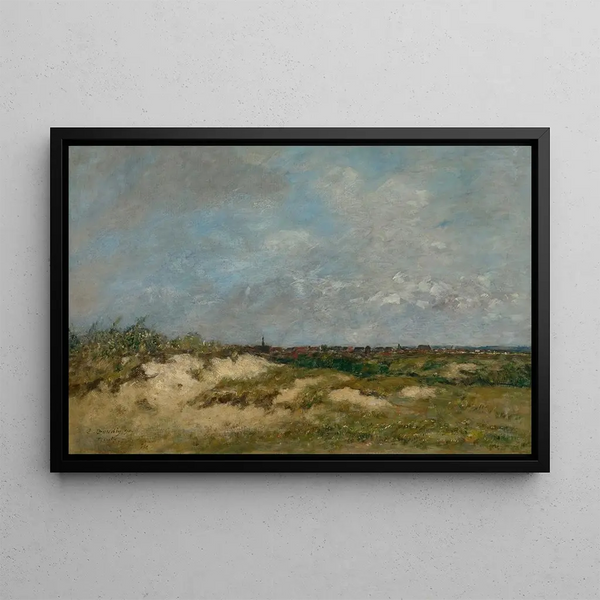 Berck, de duinen bij stormweer - Eugène Boudin — ingelijst kunstwerk aan de muur