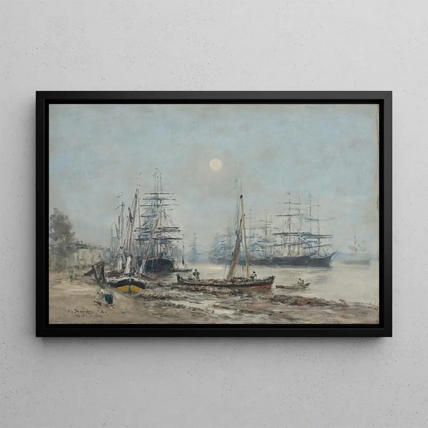 Bordeaux Drie-masten in de haven - Eugène Boudin — ingelijst kunstwerk aan de muur