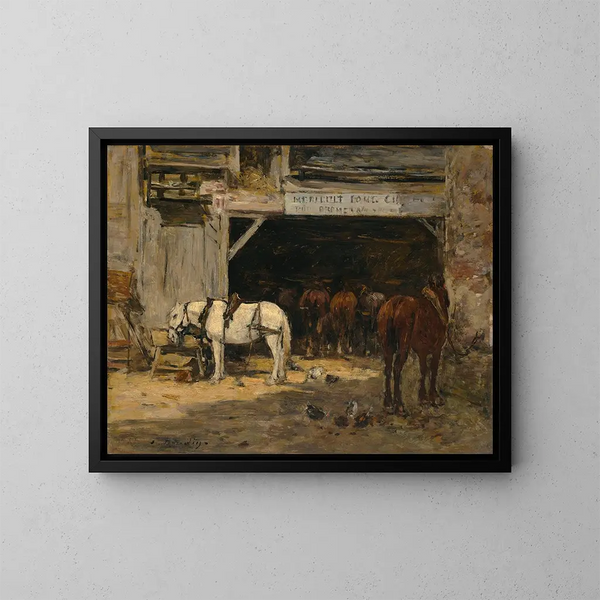 Cour et curie d'un loueur - Eugène Boudin — ingelijst kunstwerk aan de muur