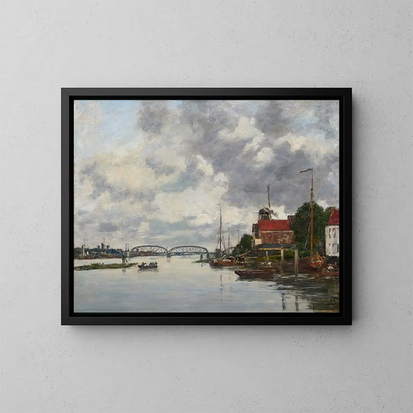 van Pont de Dordrecht sur la Meuse - Eugène Boudin — ingelijst kunstwerk aan de muur